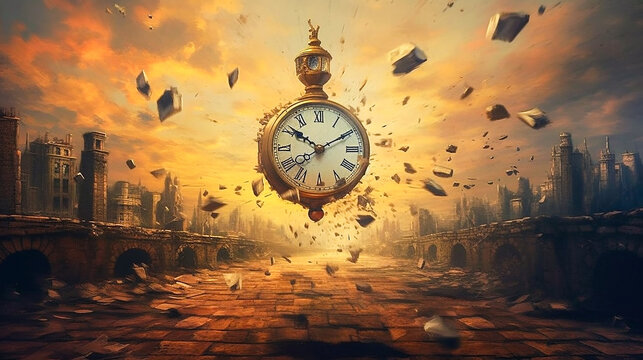Surrealistic Time Illustration. Generative AI.
A digital painting of time in the surrealistic genre.