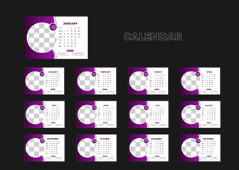 2024 Calendar Planner Template. Vector layout grid of a wall or desk simple calendar with week start sunday. Set of monthly and annual page calendar. Minimalist corporate calendar design for print.