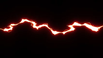Fotobehang 画面を切り裂く赤色の稲妻、雷 © KOTI