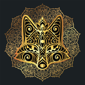 Fox mandala ornament. Vector illustration