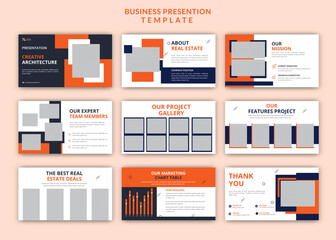 Minimal real estate powerpoint presentation editable slides design set template