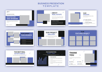 Real estate modern business plan powerpoint presentation editable slides design set template