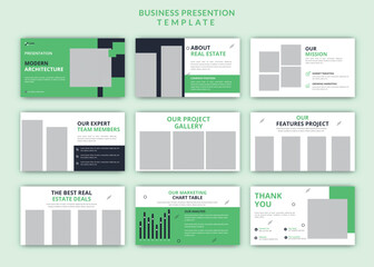 Modern real estate powerpoint presentation editable slides design set template