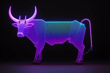 neon bull created by generative AI