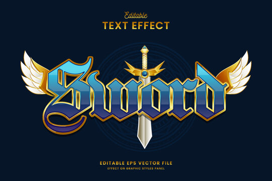 decorative sword editable text effect vector design - Powered by Adobe