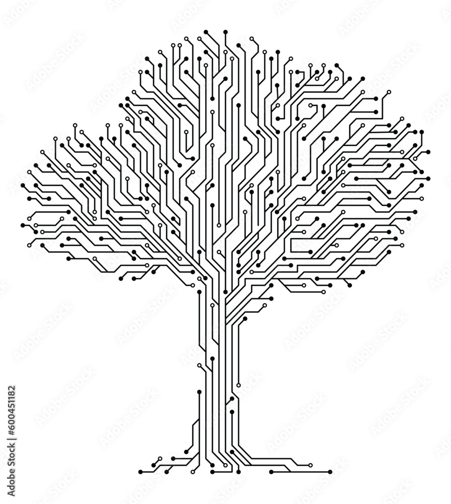 Aufkleber brain with circuit board texture. digital concept. circuit board computer style brain. stylized mind