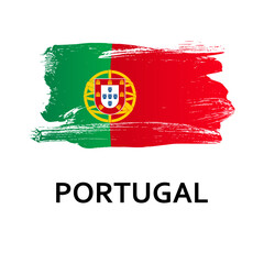 National symbol - flag of Portugal isolated on white background. Hand-drawn illustration. Flat style.
