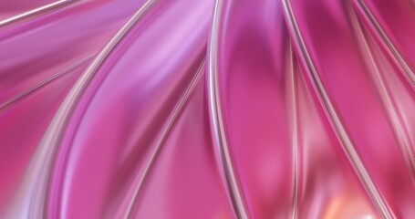 3d rendering of shiny pink folded fabric background.