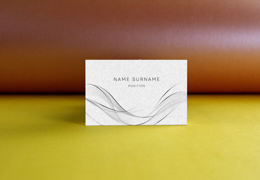 Minimal Business Card Mockup &ndash; Clean Horizontal Layout on Warm Yellow and Brown Background