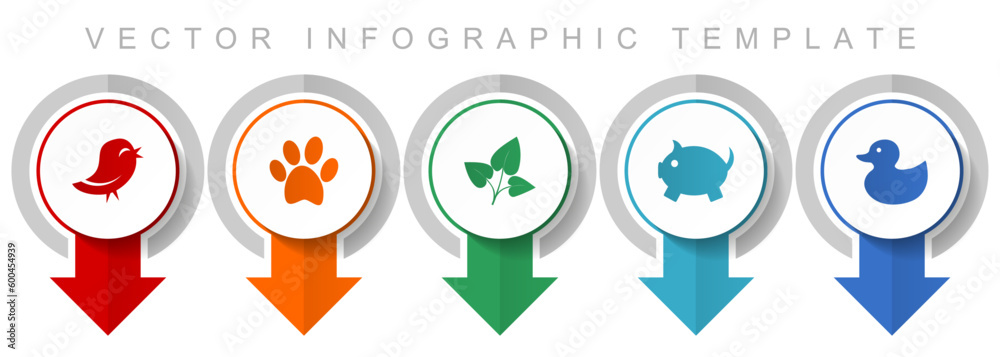 Poster nature icon set, miscellaneous pointer icons such as bird, animal, leaf, pig and duck for webdesign 