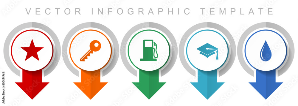 Poster education icon set, miscellaneous pointer icons such as star, key, fuel, education and water for web