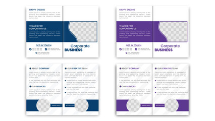 Corporate bi-fold business brochure bundle design template in a4 format. Creative 2 concepts folded flyer, or bifold brochure 4-page brochure template