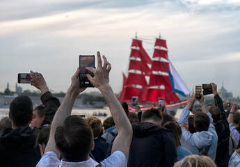 Celebration Scarlet Sails show during the White Nights Festival in St.Petersburg, Russia