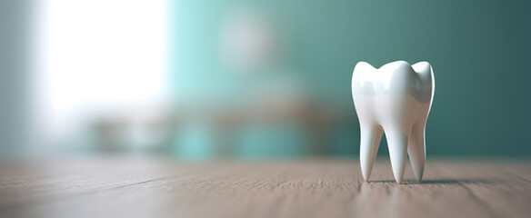 3D rendering of a tooth on a room background