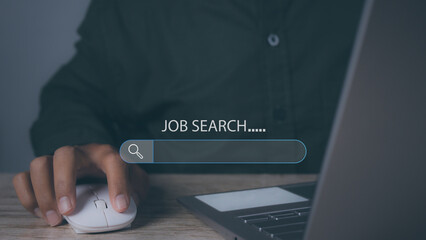 Businessman searching job browsing internet data information networking. Search Engine Optimization.