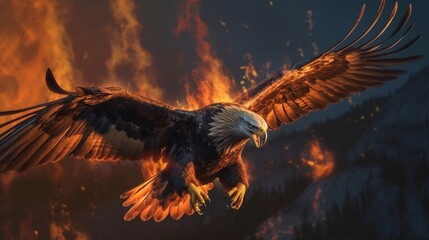 eagle with fire illustration design - Powered by Adobe