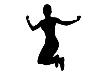 Fototapeta na wymiar Icono de deportista chica saltando
