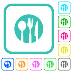 Tableware set solid vivid colored flat icons