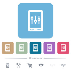 Mobile tweaking flat icons on color rounded square backgrounds