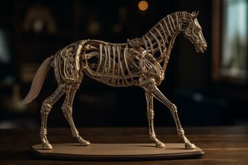 Side view of equine skeleton - anatomy of horse. Generative AI