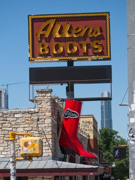 Iconic Allens Boots retail store since 1977 on South Congress Avenue in Austin, Texas