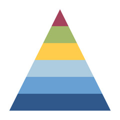 colorful pyramid chart with 6 steps, triangle infographic illustration vector graphic