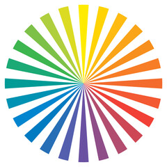 rainbow colors sunburst with circle template vector,24 colors.