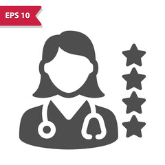 Doctor Rating Icon. Woman Doctor Vector Icon