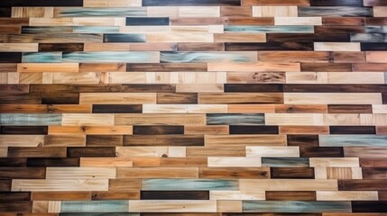 Parquet wood texture, colorful wooden floor background. Generative AI.