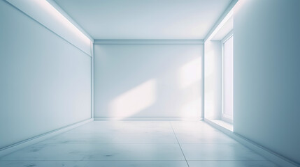 Fototapeta premium Empty spacious white bright room, generative AI.