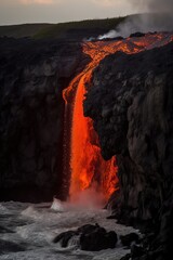 Stunning Lava waterfall, Generative AI