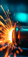 Fototapeta na wymiar a metal product is welded with a welding machine.Generative AI 