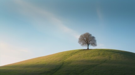 Single tree on a hill, Generative AI 