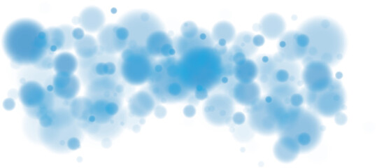 Blue shining bokeh lights with glowing particles on transparent background. PNG.