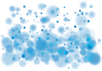 Blue shining bokeh lights with glowing particles on transparent background. PNG.