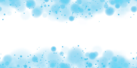 Blue shining bokeh lights with glowing particles on transparent background. PNG.