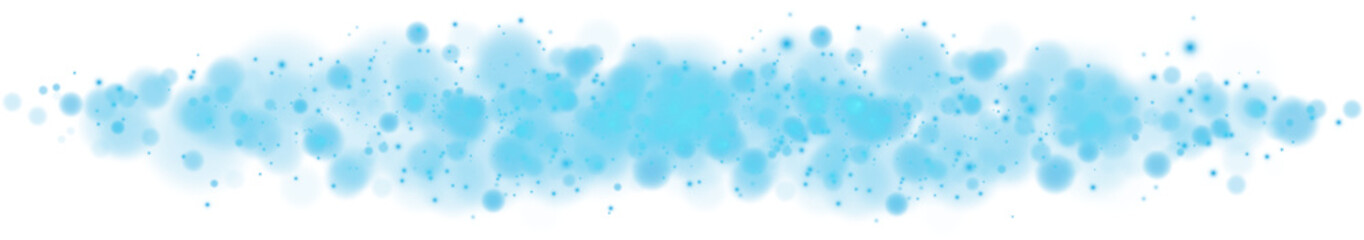 Blue shining bokeh lights with glowing particles on transparent background. PNG.