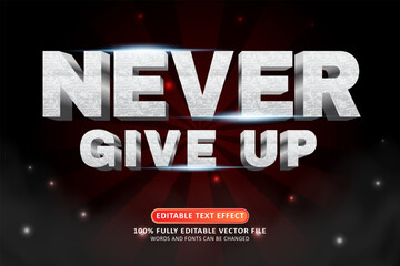 Never give up 3d stone style editable text effect