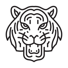 Tiger face icon, Draw the head of a wild animal with lines.
