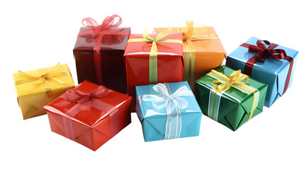 Multiple gifts on transparent background png Generative AI