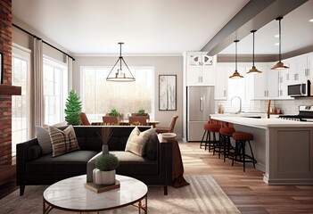 Fototapeta premium Modern and amazing living room, idea for design and building.