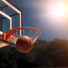 Naklejka premium Basket Ball Shot To Ring. Generative AI