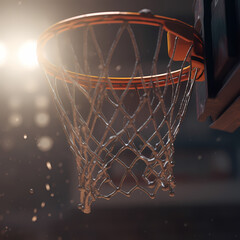 Fototapeta na wymiar Basket Ball Shot To Ring. Generative AI