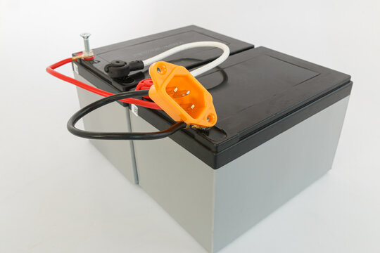 Gel Deep cycle battery with 24 volt on a white background