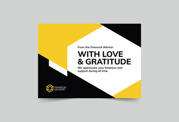 Financial Advisor greeting card template. A clean, modern, and high-quality design business card vector design. Editable and customize template business card