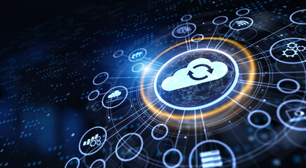 Cloud technology data storage concept on virtual screen.