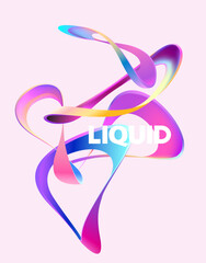 Colorful 3D liquid lines. Abstract geometric shapes on lignt background. Vector design elements.