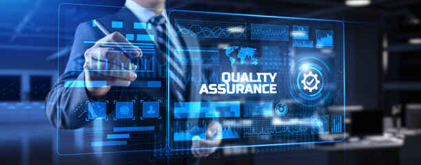 Quality assurance standard control certification technology concept.