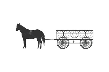 Horse-pulling wagon, transport in old times.