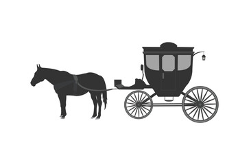 Luxurious carriage with horse, vintage transportation symbol concept, vector illustration